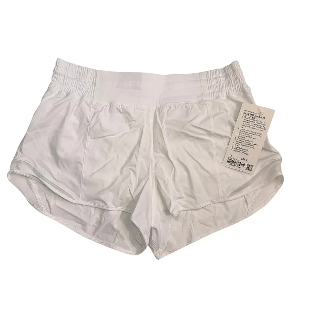 Lululemon Hotty Hot Shorts Size 12 White 2.5” Run Swift Lined - Picture 1 of 9